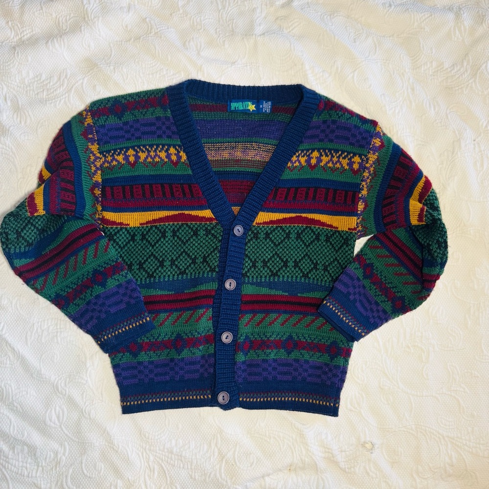 Vintage Apparatus 90s Cadet Club Boys Multicolor Striped Sweater Cardigan Medium